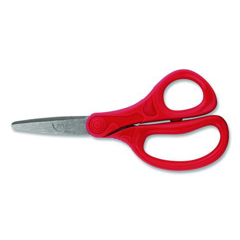 Essential Pointed School Scissors School Pack, Pointed Tip, 5.35" Long, 2" Cut Length, Straight Assorted Handle, 12/pack
