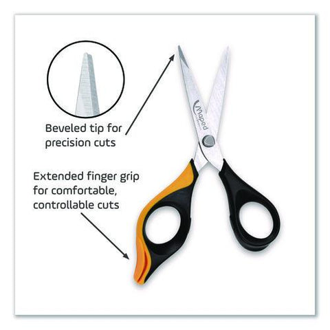 Ultimate Precision Soft Grip Multipurpose Scissors, 5.75" Long, 3" Cut Length, Straight Black/orange Handle