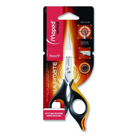 Ultimate Precision Soft Grip Multipurpose Scissors, 5.75" Long, 3" Cut Length, Straight Black/orange Handle