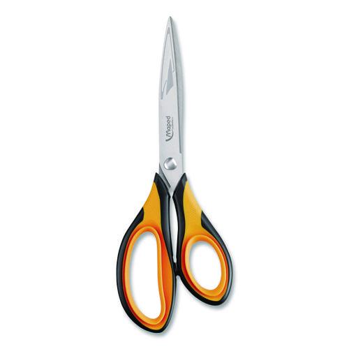 Ultimate Soft Grip Multipurpose Scissors, 8.25" Long, 4.5" Cut Length, Straight Orange/black Handle