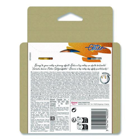 Fluo Peps Metallic Glitter Highlighter, Assorted Ink, Chisel Tip, Assorted Barrel, 4/pack