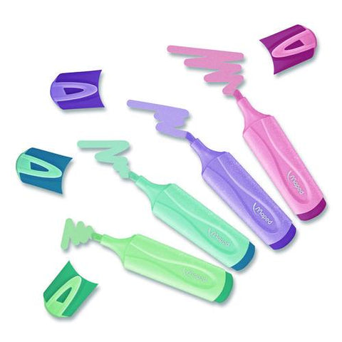 Fluo Peps Pastel Glitter Highlighter, Assorted Ink, Chisel Tip, Assorted Barrel, 4/pack
