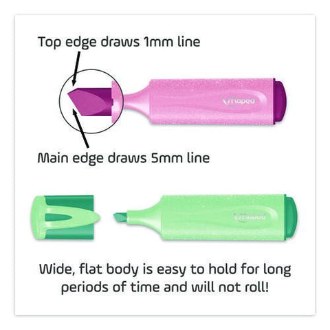 Fluo Peps Pastel Glitter Highlighter, Assorted Ink, Chisel Tip, Assorted Barrel, 4/pack