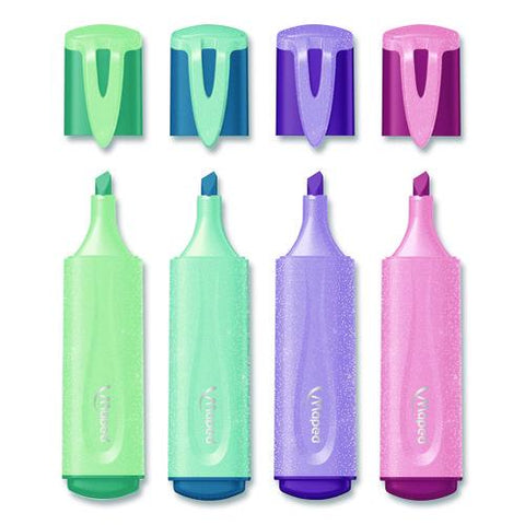 Fluo Peps Pastel Glitter Highlighter, Assorted Ink, Chisel Tip, Assorted Barrel, 4/pack