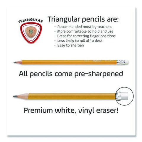 Essentials Triangular Pre-sharpened Pencils, Hb (#2), Black Lead, Yellow Barrel, 144/box