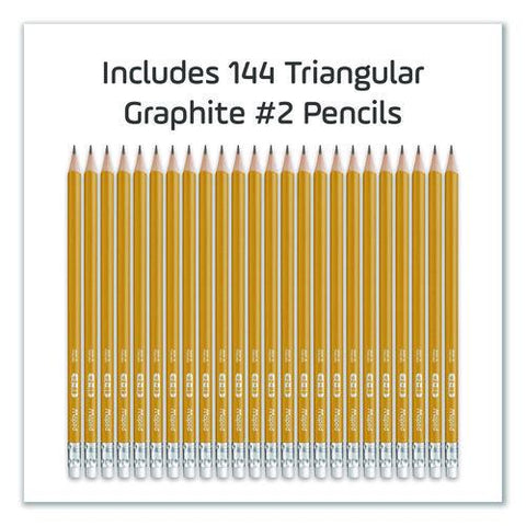 Essentials Triangular Pre-sharpened Pencils, Hb (#2), Black Lead, Yellow Barrel, 144/box