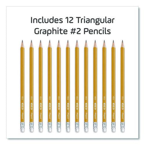Essentials Triangular Pre-sharpened Pencils, Hb (#2), Black Lead, Yellow Barrel, 12/box
