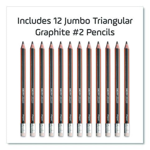Black'peps Jumbo Triangular Pencils, Hb (#2), Black Lead, Orange/black Barrel, Dozen