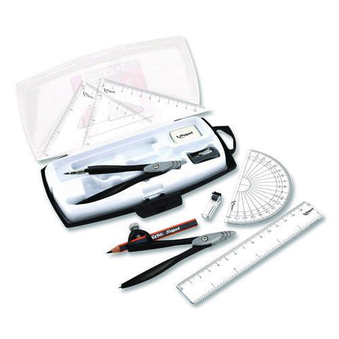 Metal Compass And Geometry Set, Metal/plastic, Black/clear, 10 Pieces