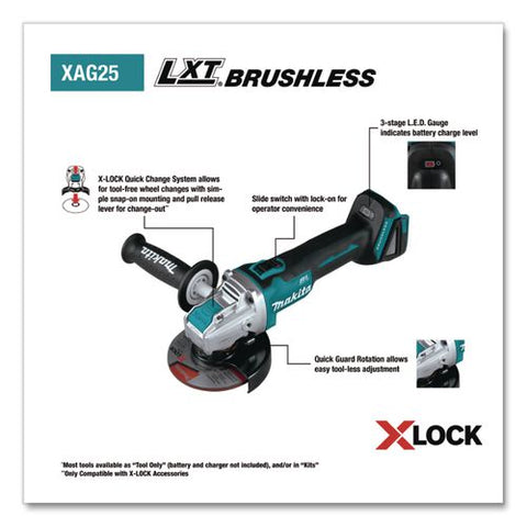 Reconditioned 18v Lxt Brushless Lithium-ion Cordless X-lock Angle Grinder (tool Only), 4.5" To 5" Disc, 8,500 Rpm