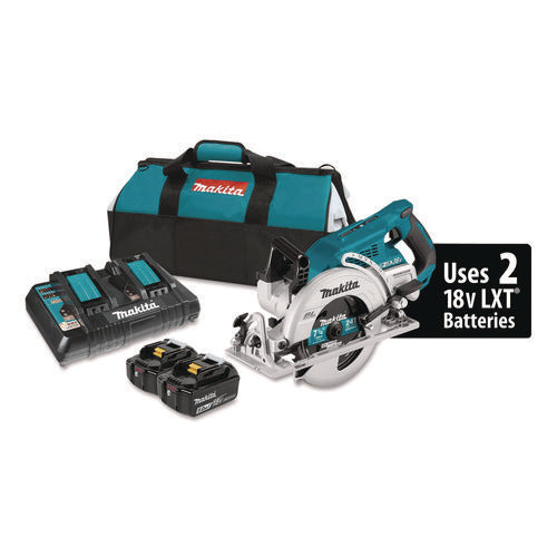 18v X2 (36v) Lxt Brushless 7.25" Cordless Rear Handle Circular Saw Kit With Batteries, 5,100 Rpm, 0 To +53 Degree Bevel Range