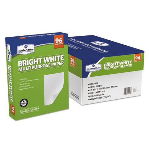 Bulk White Copy Paper, 96 Bright, 20 Lb Bond Weight, 8.5 X 11, White, 500 Sheets/ream, 8 Reams/carton