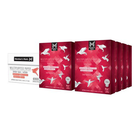 Multipurpose Copy Paper, 92 Bright, 20 Lb Bond Weight, 8.5 X 11, White, 500 Sheets/ream, 8 Reams/carton