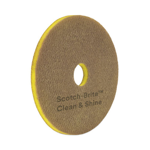 Clean And Shine Pad, 15" Diameter, Brown, 5/carton