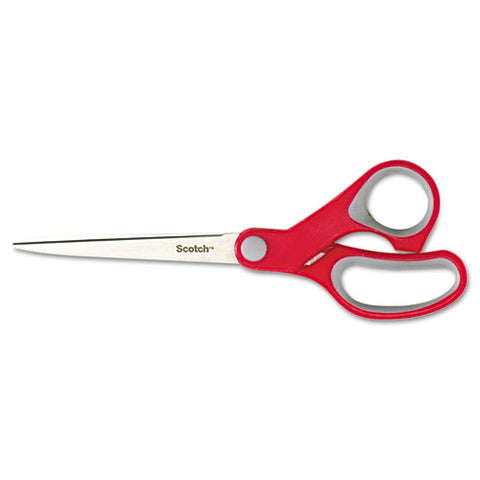 Multi-purpose Scissors, 7" Long, 3.38" Cut Length, Straight Gray/red Handle