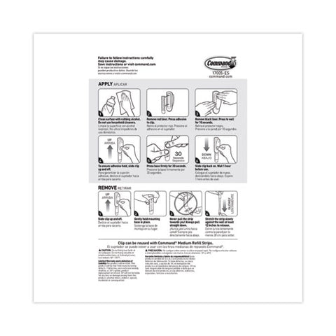 Spring Hook, Plastic, White, 0.25 Lb Capacity, 1 Hook And 2 Strips/pack