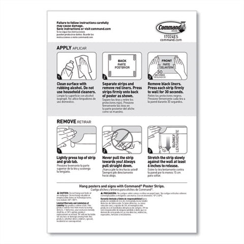 Poster Strips, Removable, Holds Up To 1 Lb Per Pair, Small, 0.63 X 1.75, White, 104/pack