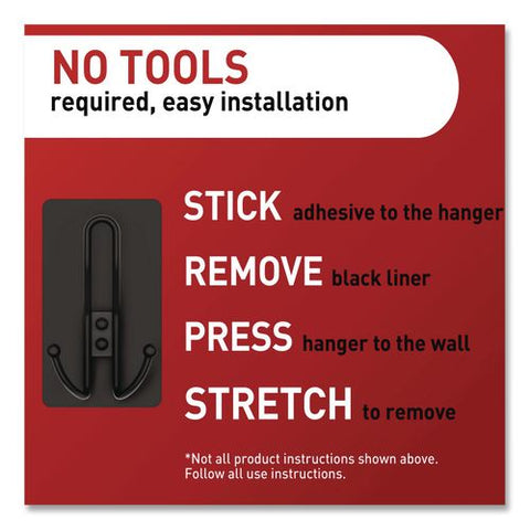 Decorative X-large Triple Hooks, Metal, Matte Black, Supports 10 Lb, 2/pack