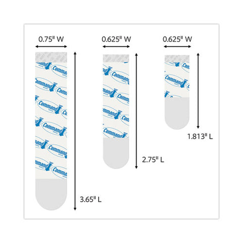 Assorted Refill Strips, Removable, (8) Small 0.75 X 1.75, (4) Medium 0.75 X 2.75, (4) Large 0.75 X 3.75, White, 16/pack