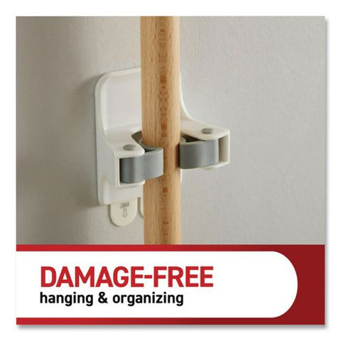 Closet Organization Essentials Variety Kit, Broom Gripper And (2) Utility Hooks, Plastic, White, Supports 4 Lb, 3/pack