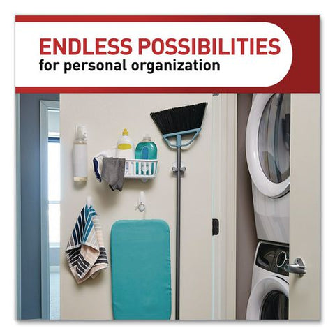 Closet Organization Essentials Variety Kit, Broom Gripper And (2) Utility Hooks, Plastic, White, Supports 4 Lb, 3/pack