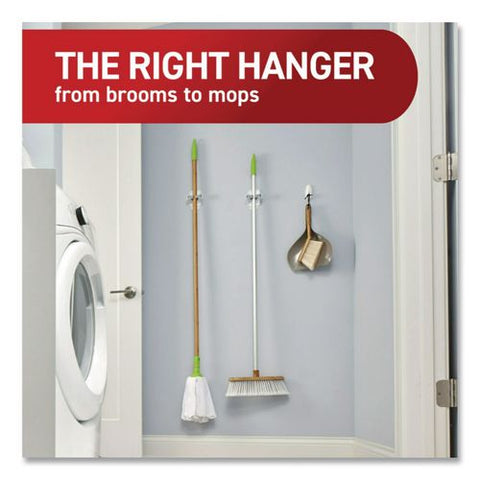 Closet Organization Essentials Variety Kit, Broom Gripper And (2) Utility Hooks, Plastic, White, Supports 4 Lb, 3/pack