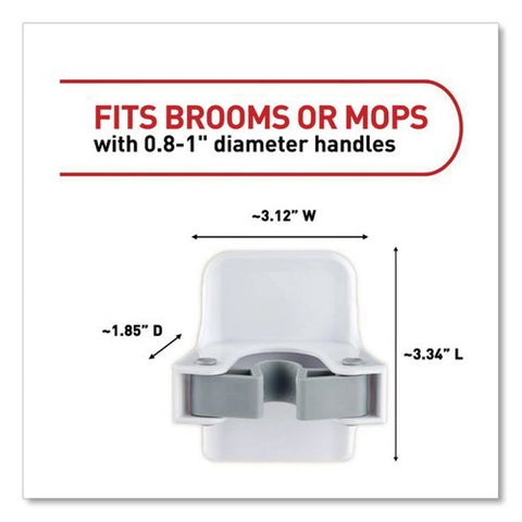 Closet Organization Essentials Variety Kit, Broom Gripper And (2) Utility Hooks, Plastic, White, Supports 4 Lb, 3/pack