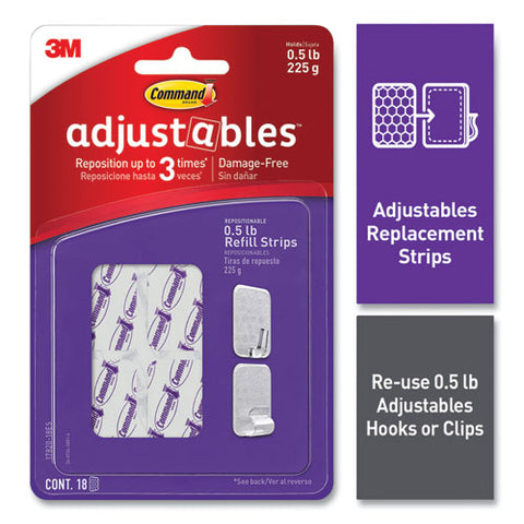 Adjustables Repositionable Mini Refill Strips, Holds Up To 0.5 Lb, 1.03 X 1.32, White, 18 Strips