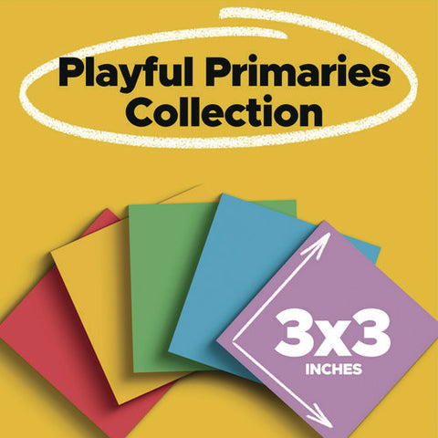 Pads In Playful Primary Colors, 3" X 3", 45 Sheets/pad, 5 Pads/pack