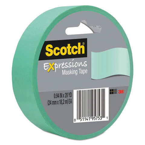 Expressions Masking Tape, 3" Core, 0.94" X 20 Yds, Mint Green