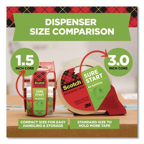 Sure Start Packaging Tape, 3" Core, 1.88" X 43.7 Yd, Clear, 6/pack