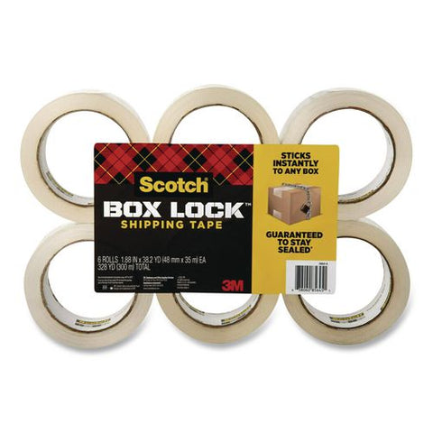 Box Lock Shipping Tape, 3" Core, 1.88" X 38.2 Yds, Clear, 6/pack