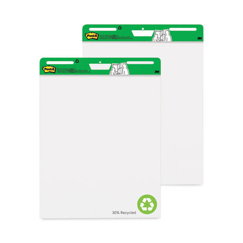 Vertical-orientation Self-stick Easel Pads, Green Headband, Unruled, 25 X 30, White, 30 Sheets, 2/carton