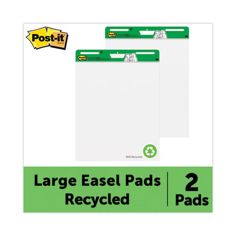 Vertical-orientation Self-stick Easel Pads, Green Headband, Unruled, 25 X 30, White, 30 Sheets, 2/carton