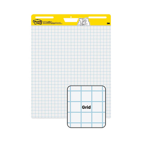 Vertical-orientation Self-stick Easel Pads, Quadrille Rule (1 Sq/in), 25 X 30, White, 30 Sheets, 2/carton