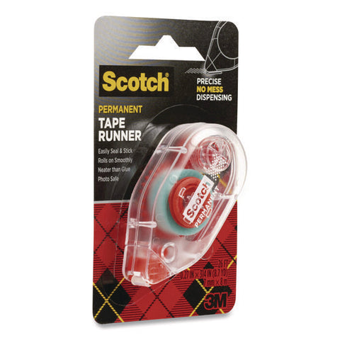 Tape Runner, 0.27" X 26 Ft, Dries Clear