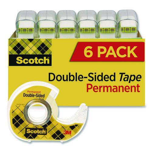 Double-sided Permanent Tape In Handheld Dispenser, 1" Core, 0.5" X 500", 6/pack