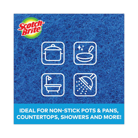 Non-scratch Scour Pads, Size 3 X 6, Blue, 10/carton