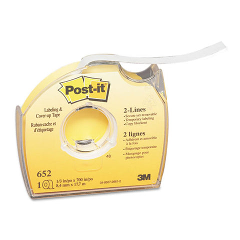 Labeling And Cover-up Tape, Non-refillable, Clear Applicator, 0.33" X 700"