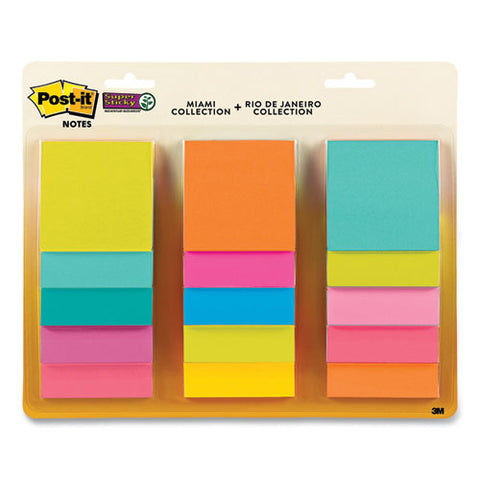 Pad Collection Assortment Pack, 3" X 3", Energy Boost And Supernova Neon Color Collections, 45 Sheets/pad, 15 Pads/pack