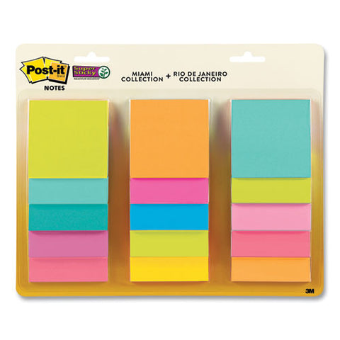 Pad Collection Assortment Pack, 3" X 3", Energy Boost And Supernova Neon Color Collections, 45 Sheets/pad, 15 Pads/pack