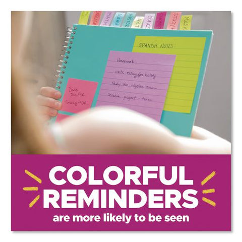 Super Sticky Notes, 3" X 3", Randomly Assorted Energy Boost And Playful Primaries Colors, 45 Sheets/pad, 15 Pads/pack