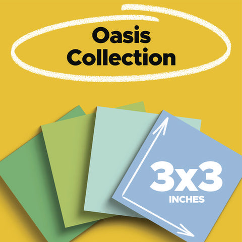 100% Recycled Paper Super Sticky Notes, 3" X 3", Oasis, 70 Sheets/pad, 24 Pads/pack