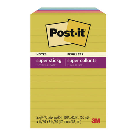 Note Pads In Summer Joy Color Collection Colors, 4" X 6", Note Ruled, 90 Sheets/pad, 5 Pads/pack