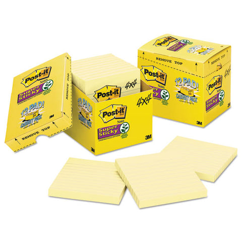 Pads In Canary Yellow, Cabinet Pack, Note Ruled, 4" X 4", 90 Sheets/pad, 12 Pads/pack