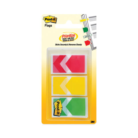 Arrow 1" Prioritization Page Flags, Red/yellow/green, 20 Flags/dispenser, 3 Dispensers/pack