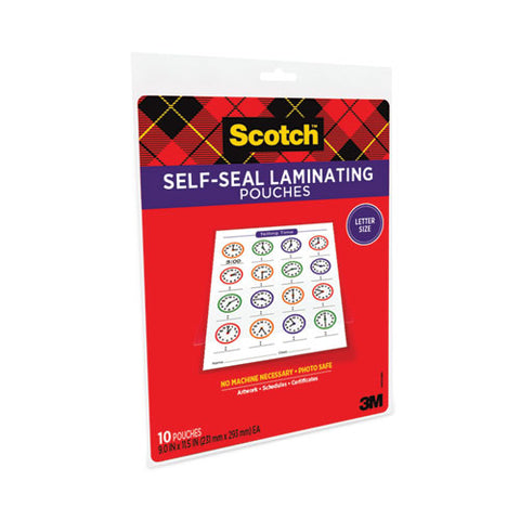 Self-sealing Laminating Pouches, 9.5 Mil, 9 X 11.5, Gloss Clear, 10/pack