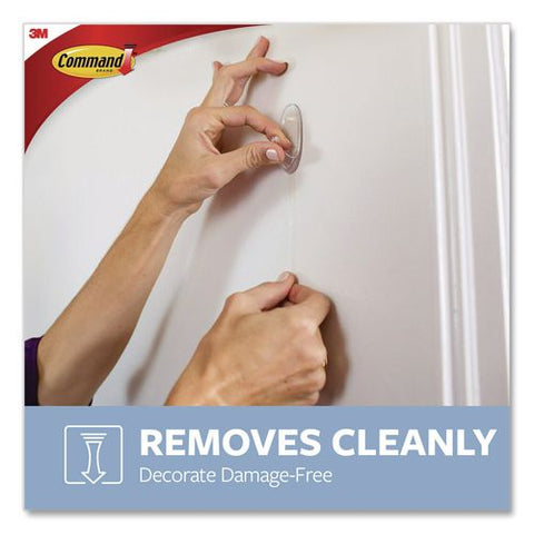 Large Utility Hook, Plastic, Clear, Supports 4 Lb, 3 Hooks And 6 Strips/pack