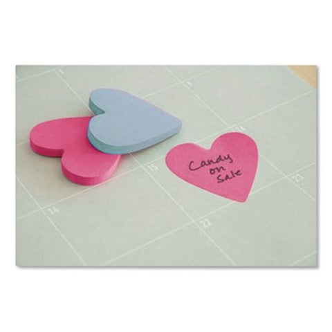 Die-cut Heart Shaped Notepads, 3" X 3", Light Blue/pink, 75 Sheets/pad, 2 Pads/pack