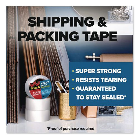 3850 Heavy-duty Recycled Packaging Tape, 3" Core, 1.88" X 54.6 Yd, Clear, 6/pack
